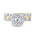 Radiant Love 10kt Yellow Gold Diamond Halo Bridal Wedding Ring Band Set product Top View from Splendid Jewellery