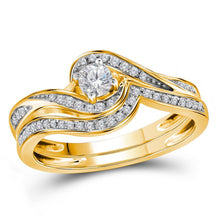 Load image into Gallery viewer, Radiant Love | 10kt Yellow Gold Diamond Halo Bridal Wedding Ring Set 1/3 Cttw - Splendid Jewellery