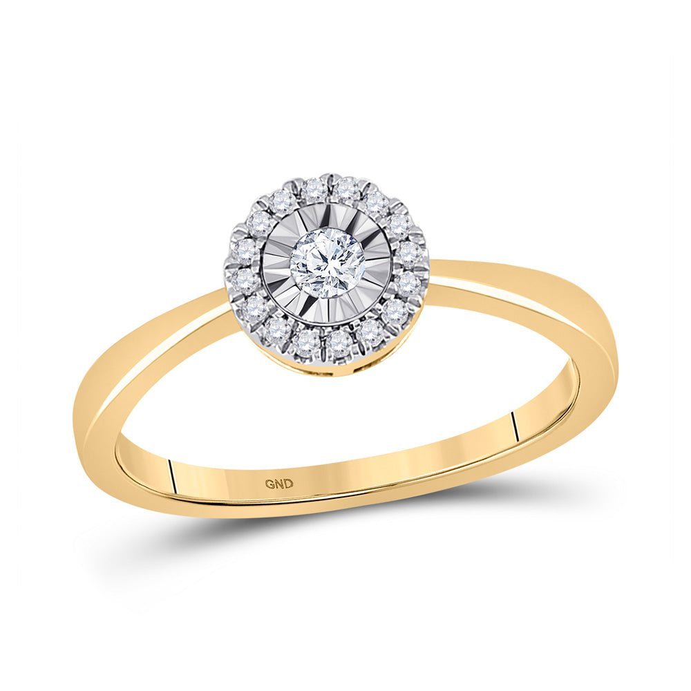 Radiant Love: 10kt Yellow Gold Diamond Halo Promise Ring - Splendid Jewellery