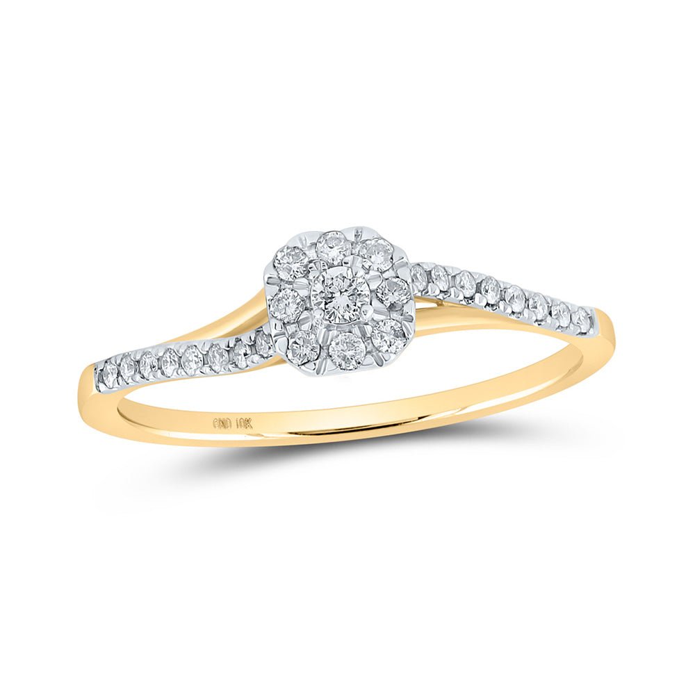 Radiant Love 10kt Yellow Gold Diamond Halo Promise Ring - Splendid Jewellery