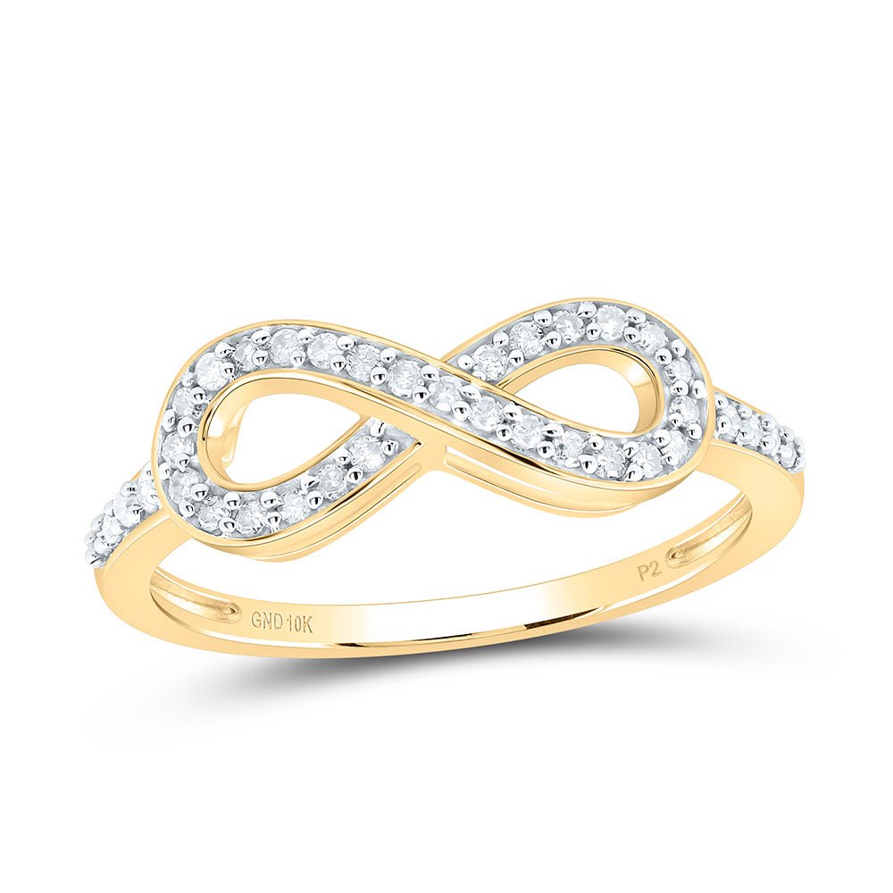 Radiant Love: 10kt Yellow Gold Diamond Heart Infinity Ring - Splendid Jewellery