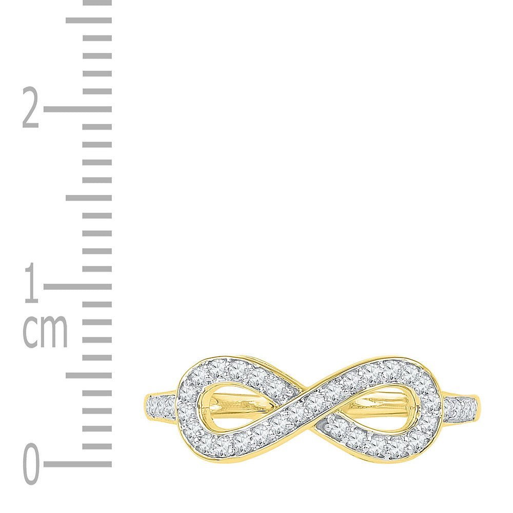 Radiant Love: 10kt Yellow Gold Diamond Heart Infinity Ring - Splendid Jewellery