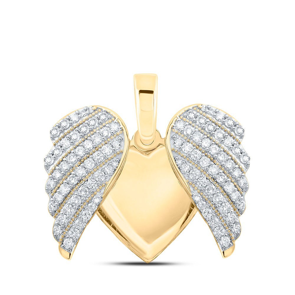 Radiant Love: 10kt Yellow Gold Diamond Heart & Love Symbol Pendant - Splendid Jewellery