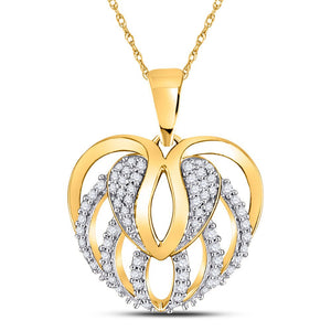 Radiant Love: 10kt Yellow Gold Diamond Heart Open Strand Pendant - Splendid Jewellery