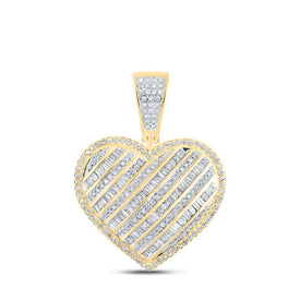 Radiant Love: 10kt Yellow Gold Diamond Heart Pendant 1 Cttw - Splendid Jewellery