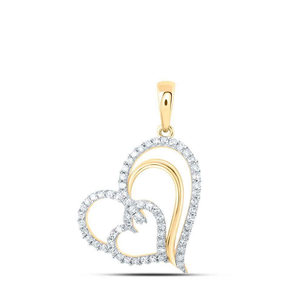 Radiant Love: 10kt Yellow Gold Diamond Heart Pendant - Splendid Jewellery