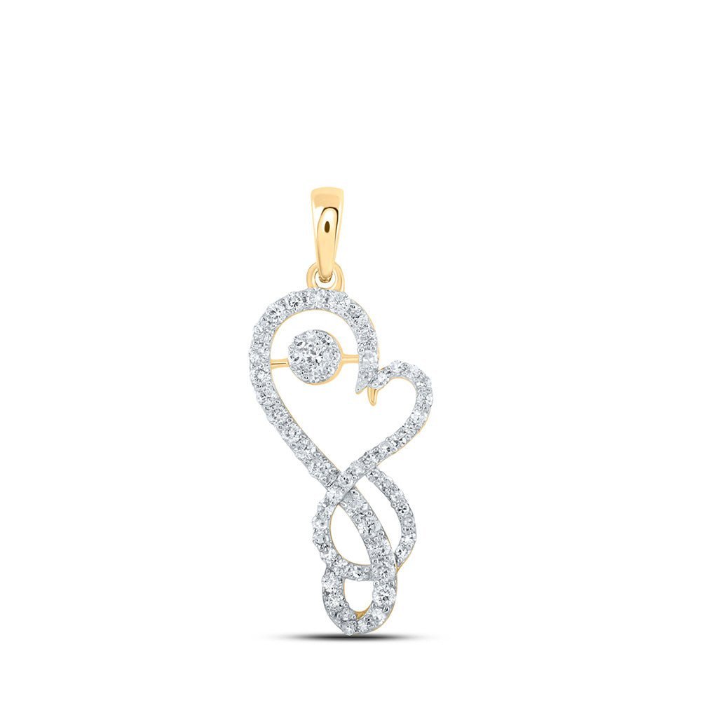 Radiant Love: 10kt Yellow Gold Diamond Heart Pendant - Splendid Jewellery