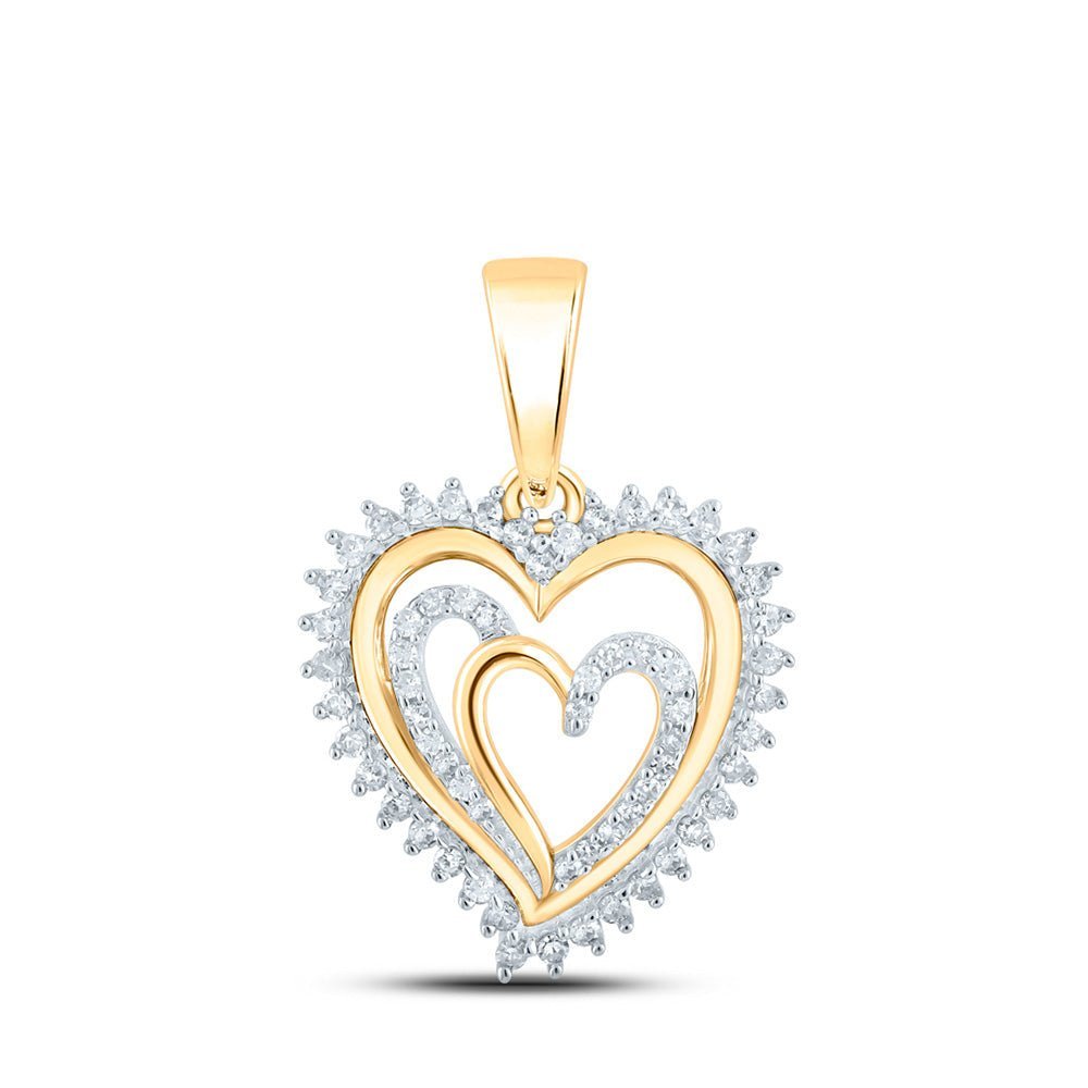 Radiant Love: 10kt Yellow Gold Diamond Heart Pendant - Splendid Jewellery