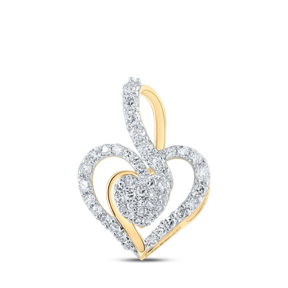 Radiant Love: 10kt Yellow Gold Diamond Heart Pendant - Splendid Jewellery