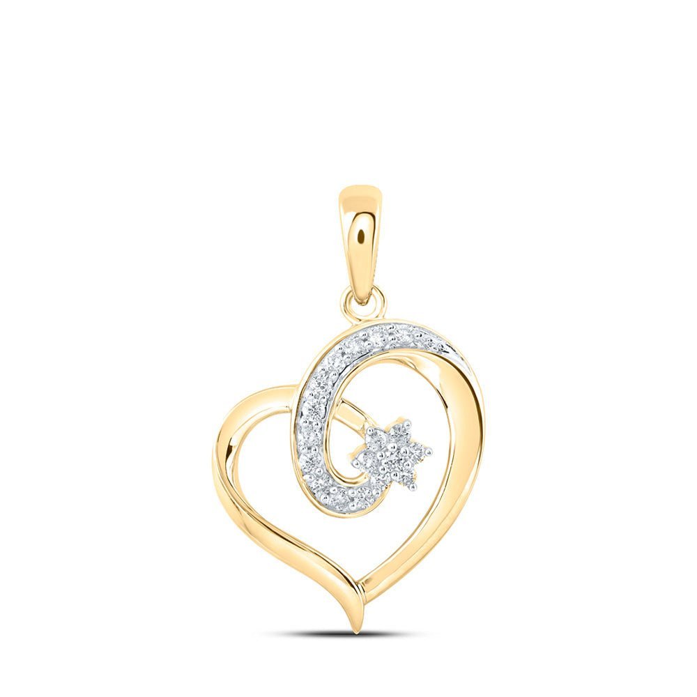 Radiant Love: 10kt Yellow Gold Diamond Heart Pendant - Splendid Jewellery
