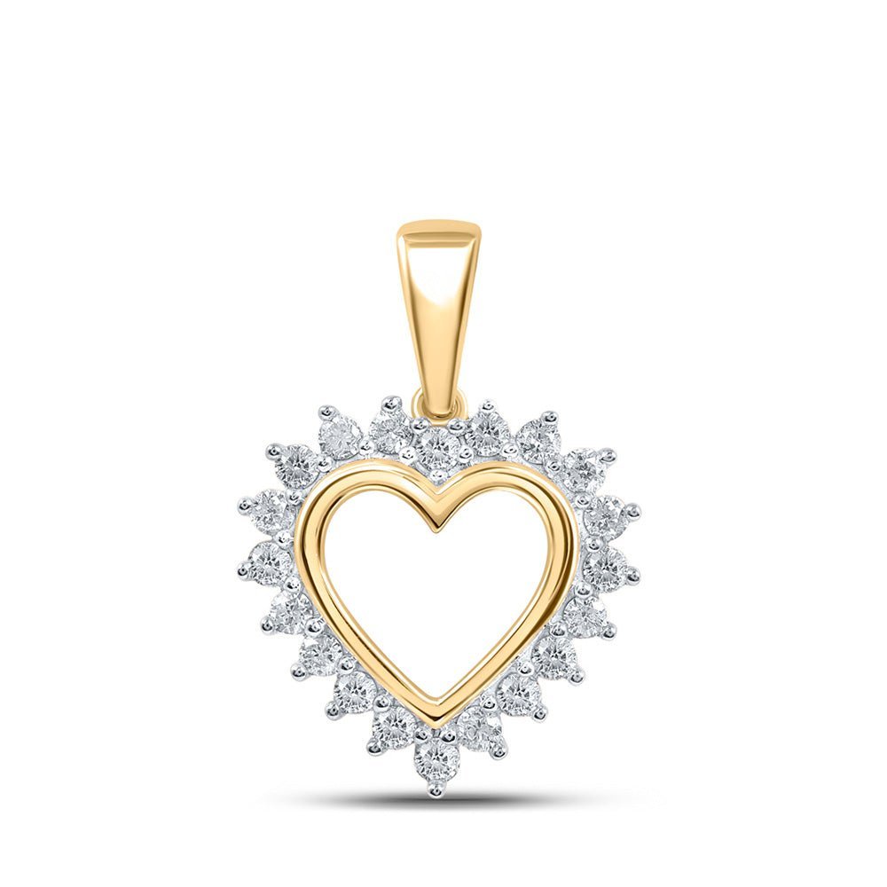 Radiant Love: 10kt Yellow Gold Diamond Heart Pendant - Splendid Jewellery