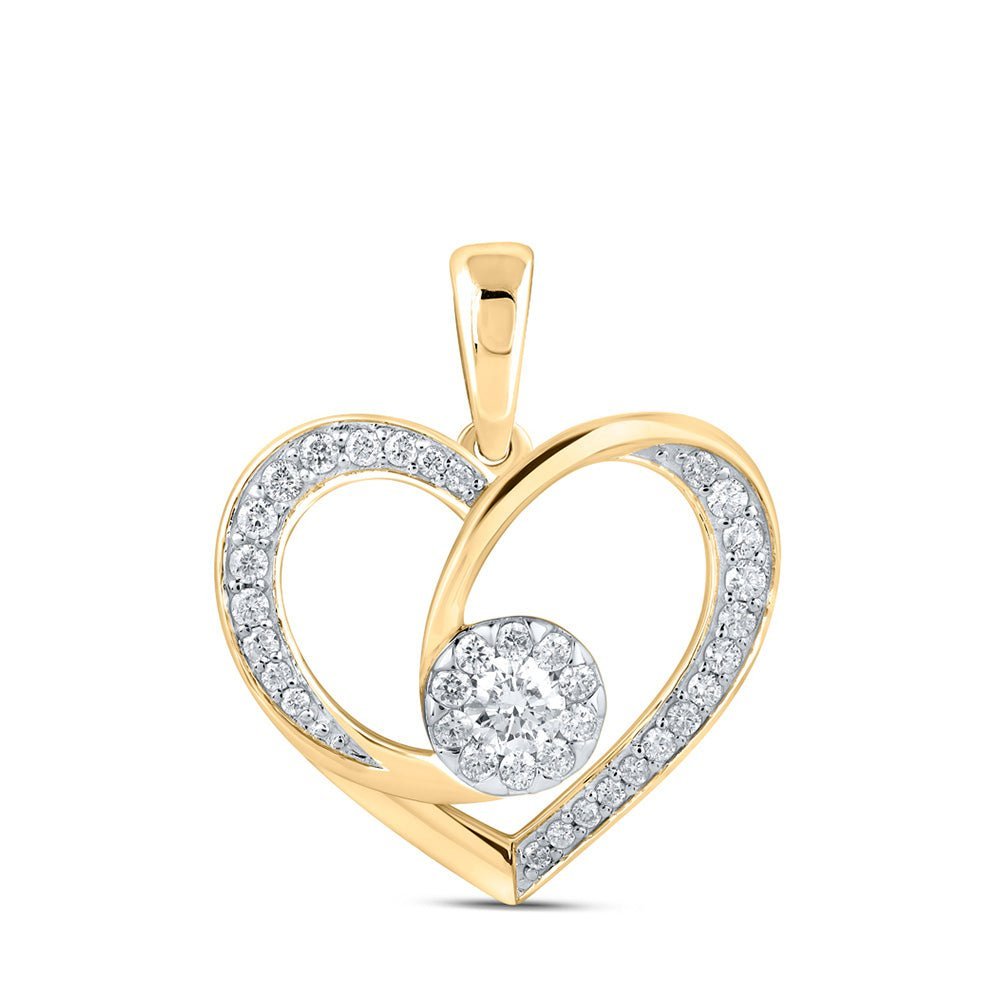 Radiant Love: 10kt Yellow Gold Diamond Heart Pendant - Splendid Jewellery