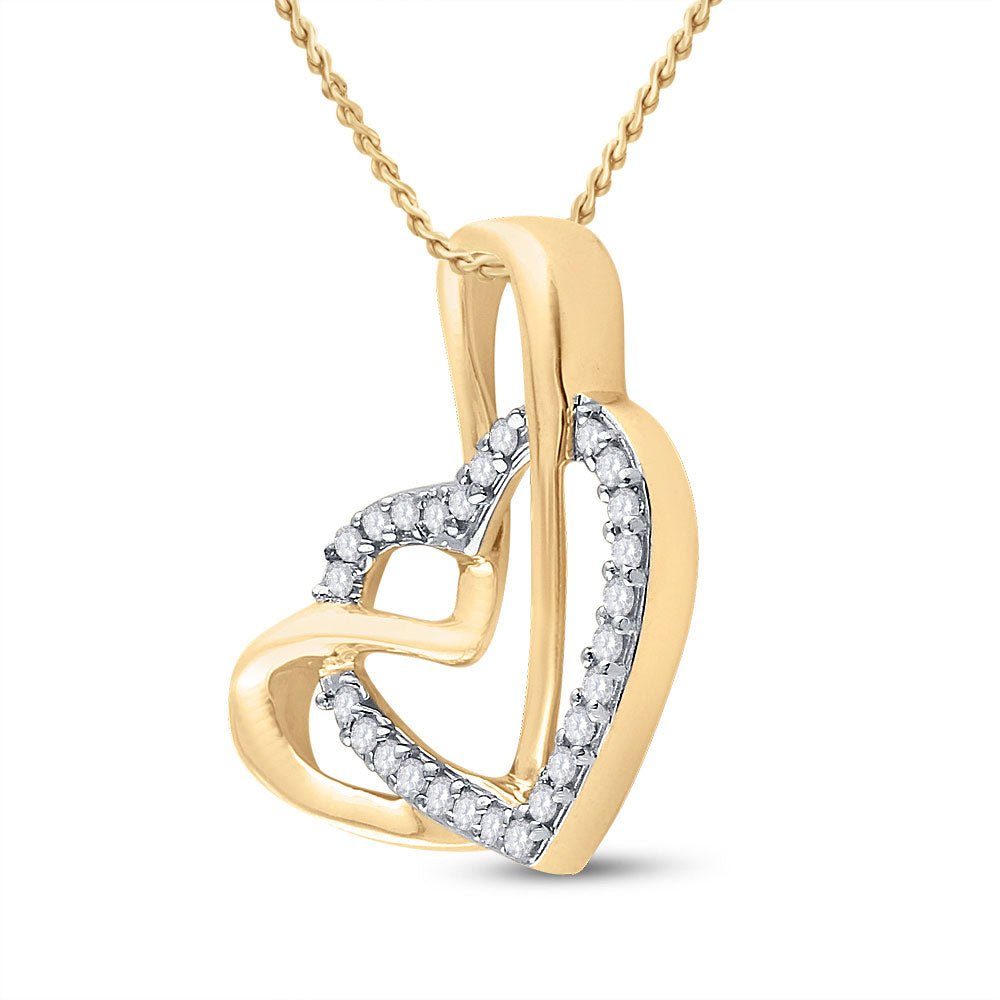 Radiant Love: 10kt Yellow Gold Diamond Heart Pendant - Splendid Jewellery