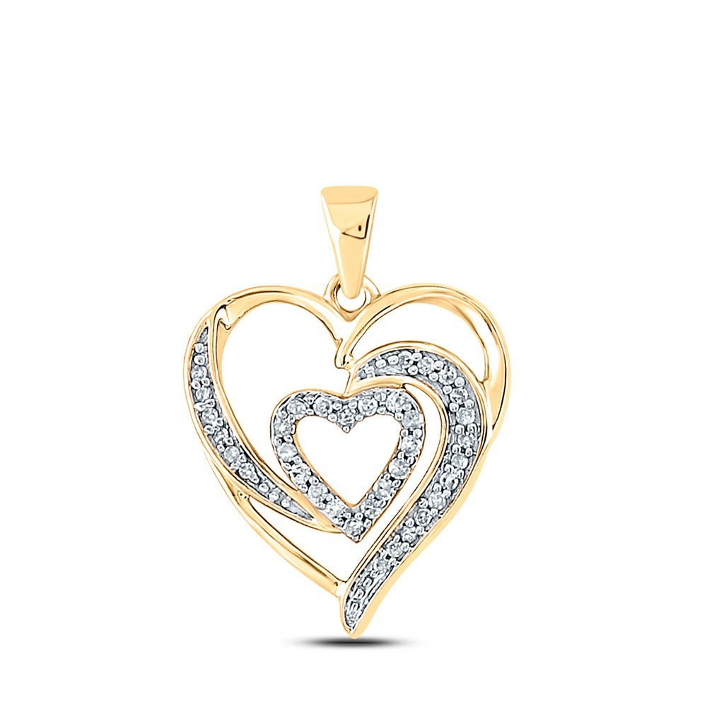 Radiant Love: 10kt Yellow Gold Diamond Heart Pendant - Splendid Jewellery