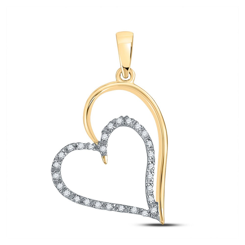Radiant Love: 10kt Yellow Gold Diamond Heart Pendant - Splendid Jewellery