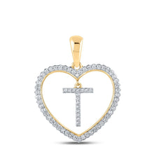 Load image into Gallery viewer, Radiant Love: 10kt Yellow Gold Diamond Heart T Letter Pendant - Splendid Jewellery