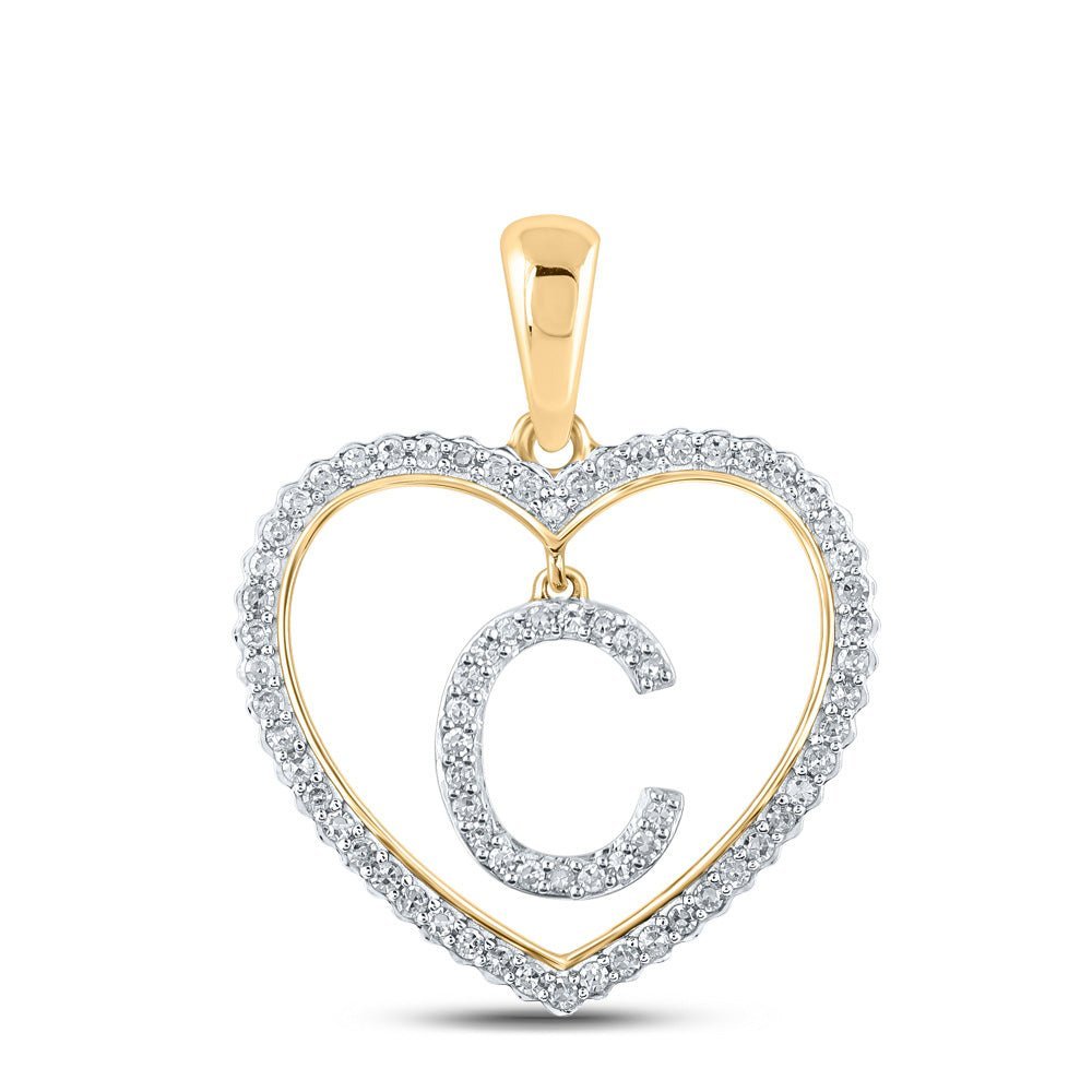 Radiant Love: 10kt Yellow Gold Diamond Initial Heart Pendant - Splendid Jewellery