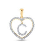 Radiant Love: 10kt Yellow Gold Diamond Initial Heart Pendant - Splendid Jewellery