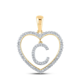 Radiant Love: 10kt Yellow Gold Diamond Initial Heart Pendant - Splendid Jewellery