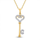 Radiant Love: 10kt Yellow Gold Diamond Key Pendant 1/6 Cttw - Splendid Jewellery
