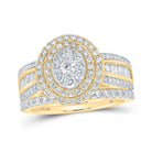 Radiant Love: 10kt Yellow Gold Diamond Oval Bridal Wedding Ring Band Set - Splendid Jewellery