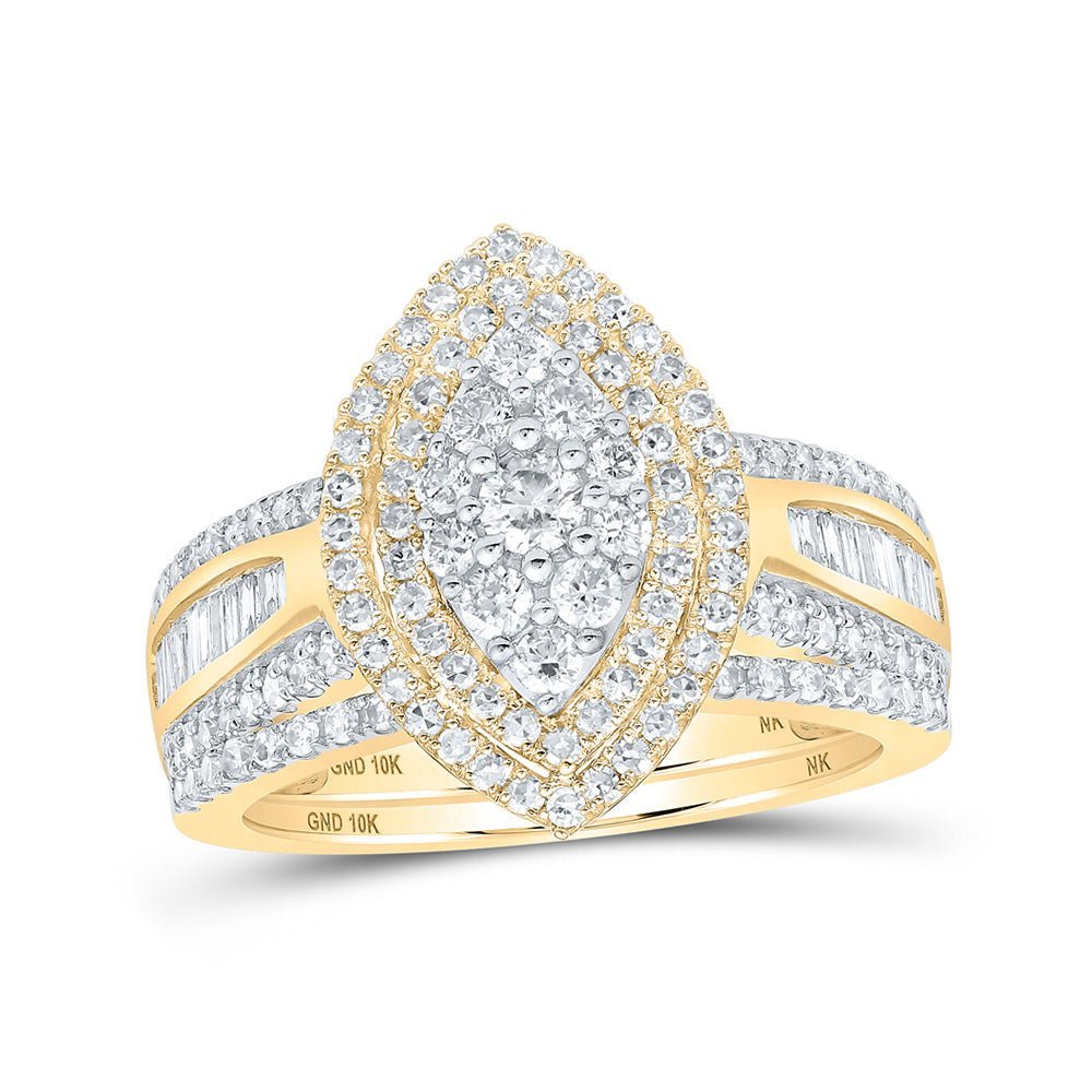Radiant Love 10kt Yellow Gold Diamond Oval Bridal Wedding Ring Band Set - Splendid Jewellery