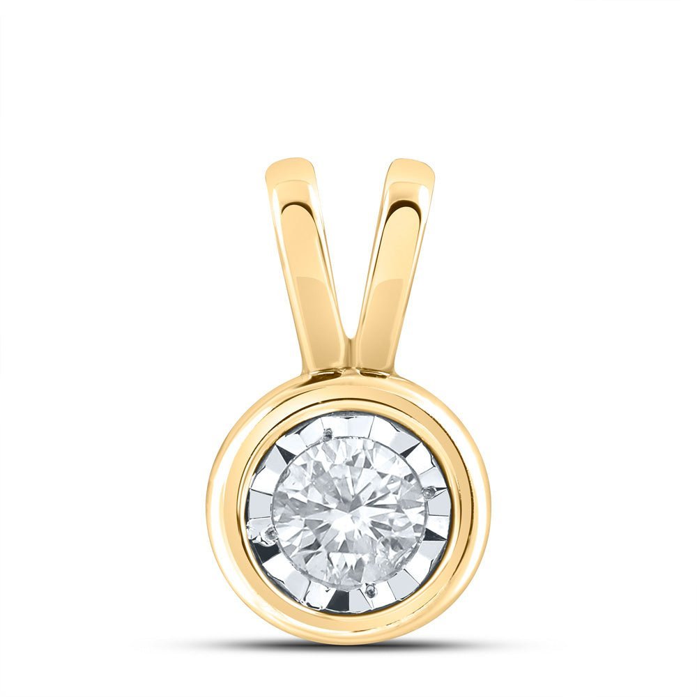 Radiant Love: 10kt Yellow Gold Diamond Solitaire Pendant 1/4 Cttw - Splendid Jewellery