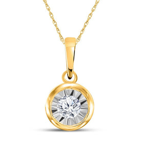 Radiant Love: 10kt Yellow Gold Diamond Solitaire Pendant - Splendid Jewellery