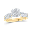 Radiant Love 10kt Yellow Gold Diamond Square Bridal Wedding Ring Band Set - Splendid Jewellery