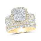 Radiant Love | 10kt Yellow Gold Diamond Square Cluster Bridal Wedding Ring Band Set 1 - 1/2 Cttw | Splendid Jewellery - Splendid Jewellery