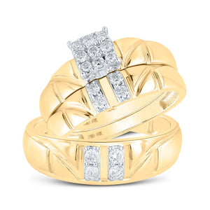 Radiant Love 10kt Yellow Gold Diamond Square Wedding Set - Splendid Jewellery