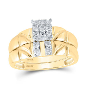 Radiant Love 10kt Yellow Gold Diamond Square Wedding Set - Splendid Jewellery