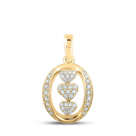 Radiant Love: 10kt Yellow Gold Diamond Triple Heart Pendant - Splendid Jewellery
