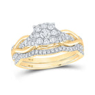Radiant Love: 10kt Yellow Gold Diamond Wedding Ring Band Set - Splendid Jewellery