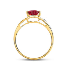 Load image into Gallery viewer, Radiant Love: 10kt Yellow Gold Gemstone Heart Ring with Lab - Created Ruby and Diamond Accents - Splendid Jewellery