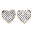 Radiant Love: 10kt Yellow Gold Heart Cluster Diamond Earrings - Splendid Jewellery