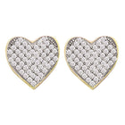 Radiant Love: 10kt Yellow Gold Heart Cluster Diamond Earrings - Splendid Jewellery