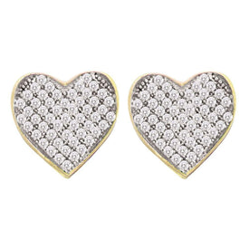 Radiant Love: 10kt Yellow Gold Heart Cluster Diamond Earrings - Splendid Jewellery