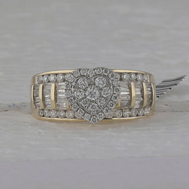 Radiant Love: 10kt Yellow Gold Heart Diamond Bridal Wedding Ring product Top View from Splendid Jewellery