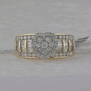 Radiant Love: 10kt Yellow Gold Heart Diamond Bridal Wedding Ring - Splendid Jewellery