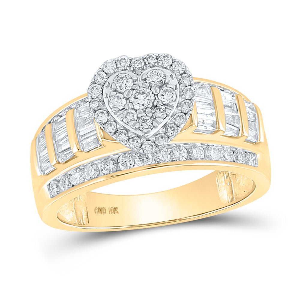 Radiant Love: 10kt Yellow Gold Heart Diamond Bridal Wedding Ring - Splendid Jewellery