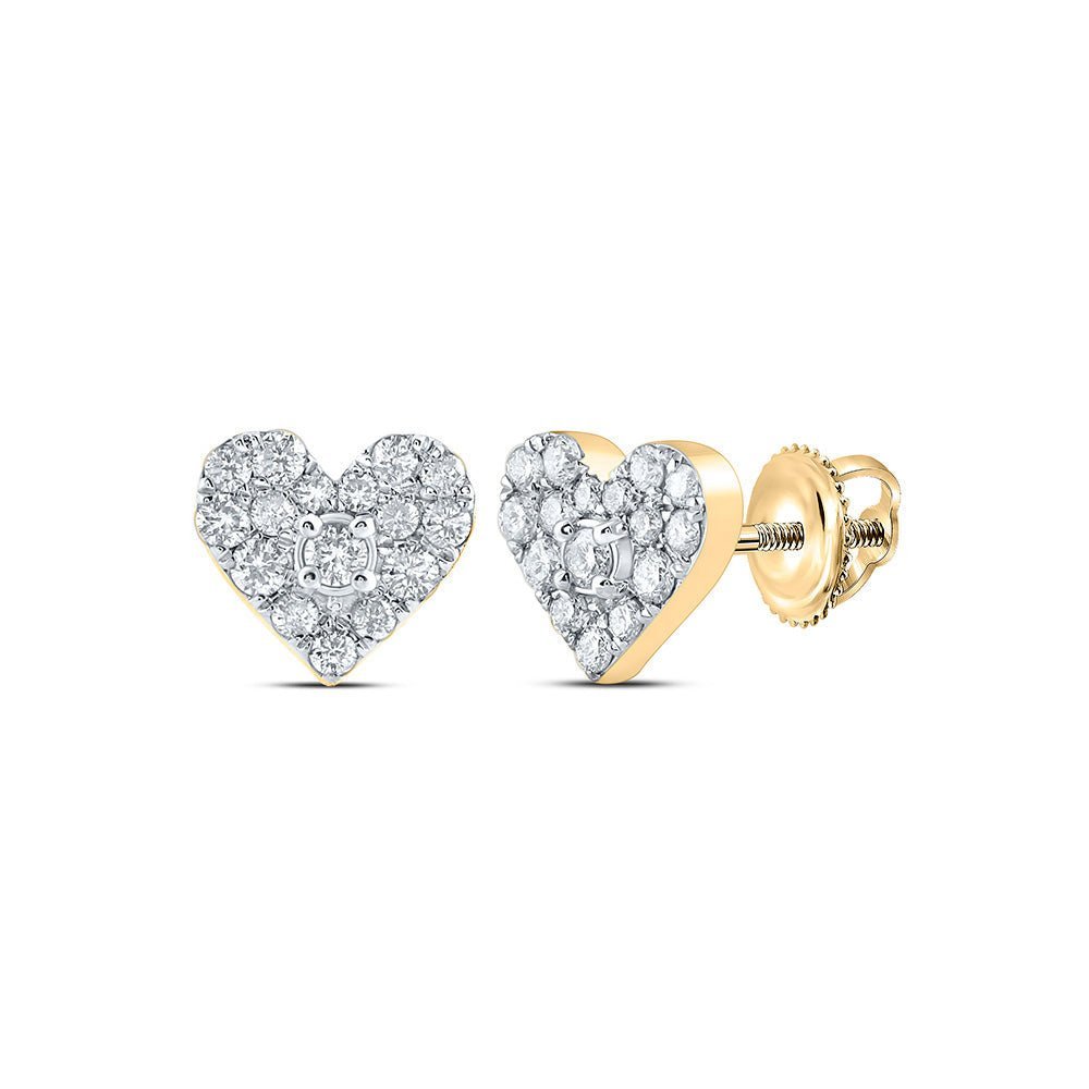 Radiant Love: 10kt Yellow Gold Heart Diamond Earrings - Splendid Jewellery