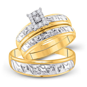 Radiant Love 10kt Yellow Gold His Hers Diamond Solitaire Wedding Set - Splendid Jewellery