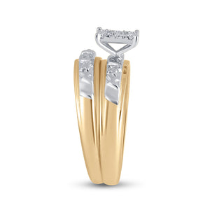 Radiant Love 10kt Yellow Gold His Hers Diamond Solitaire Wedding Set - Splendid Jewellery