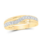 Radiant Love: 10kt Yellow Gold His Hers Round Diamond Cluster Matching Wedding Set 1 - 1/4 Cttw - Splendid Jewellery