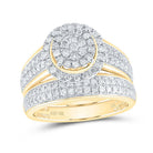 Radiant Love: 10kt Yellow Gold His Hers Round Diamond Cluster Matching Wedding Set 1 - 3/4 Cttw - Splendid Jewellery