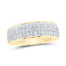 Radiant Love: 10kt Yellow Gold His Hers Round Diamond Cluster Matching Wedding Set 1 - 3/4 Cttw - Splendid Jewellery