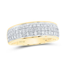 Load image into Gallery viewer, Radiant Love: 10kt Yellow Gold His Hers Round Diamond Cluster Matching Wedding Set 1 - 3/4 Cttw - Splendid Jewellery