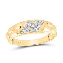 Load image into Gallery viewer, Radiant Love: 10kt Yellow Gold His Hers Round Diamond Cluster Matching Wedding Set 1/2 Cttw Side view from the 10Kt Yellow Gold His Hers Round Diamond Cluster Matching Wedding Set 1 2 Cttwpin214421 collection by Splendid Jewellery