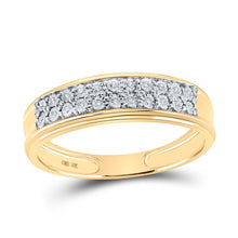 Load image into Gallery viewer, Radiant Love 10kt Yellow Gold His Hers Round Diamond Cluster Matching Wedding Set - Splendid Jewellery
